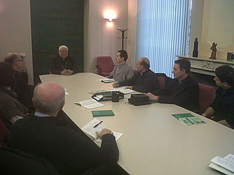 Seminaristes de Catalunya visiten el bisbe Francesc