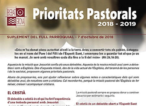 Publicades les Prioritats Pastorals per al nou curs